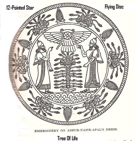 50 - 12-pointed star, King Ashur-Nasir-Apal's dress Mesopotamia Gods, Anunaki Symbols, Ancient Persian King, Mesopotamian Gods, Planet Nibiru, Ancient Persian Art, Persian Tattoo, Ancient Babylon, Ancient Sumerian