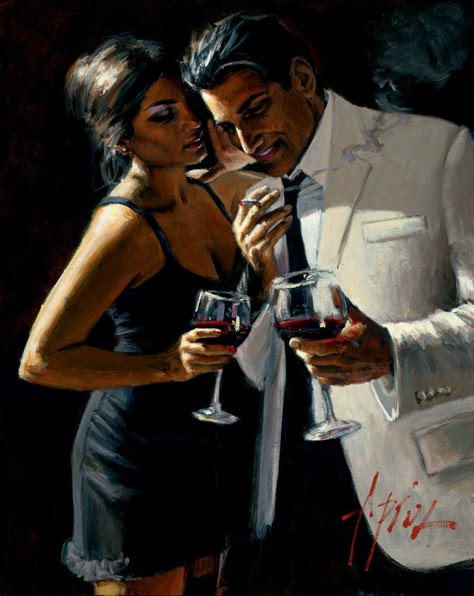 Fabian Perez - The Proposal IV #wine Romance Arte, Dessin Game Of Thrones, Fabian Perez, Rauch Fotografie, Romance Art, Fine Artwork, Wine Art, Pulp Art, Romantic Art