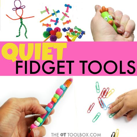 Quiet fidget tools for kids in the classroom to help with attention, fidgeting, or sensory needs. Classroom Fidget Ideas, Fidgets For School, Classroom Fidgets, Diy Figets Easy To Make, Quiet Fidgets For School, Fidgets Diy, Fidget Tools, Diy Fidget Toys, Sensory Tools