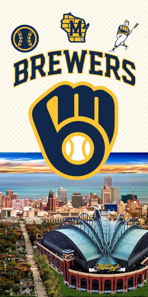 Milwaukee Brewers Logo, Milwaukee Brewers Wallpaper, Logo Infographic, Milwaukee Skyline, Astros World Series, Milwaukee Brewers Baseball, Mlb Wallpaper, Baseball Stuff, Baseball Teams