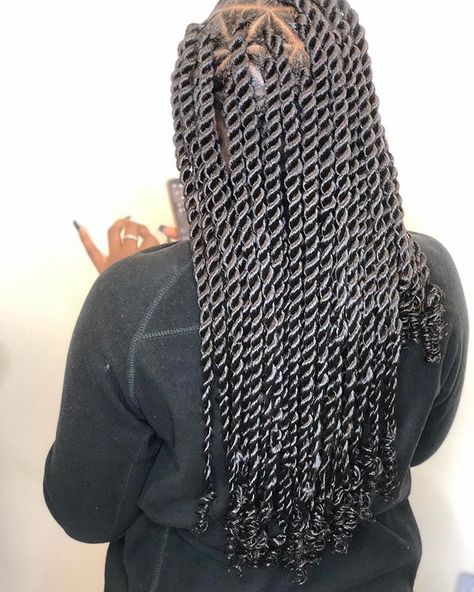 Twist Braids With Curly Ends, Rope Twist Natural Hair, Twist Protective Styles, Natural Hair Protective Styles, Hair Protective Styles, Twist Natural Hair, Rope Twist Braids, Braids With Curly Ends, Rope Twists