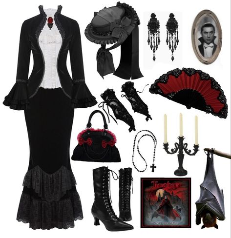 Medieval Goth Outfits, Vampire Gothic Outfits, Vampire Fashion Women, Goth Vampire Outfit, Vampire Outfit Female, Gothic Romance Outfit, Vampire Core Outfits, Vampire Outfit Aesthetic, Modern Vampire Outfit