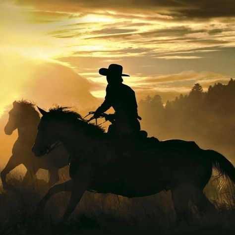 BOBBIE GOODRICH - SUNSET GLOW Cowboy Photography, Cowboy Pictures, Cowboy Like Me, Cowboy Aesthetic, Ride A Cowboy, Wilde Westen, Sunset Glow, Equine Photographer, Western Life