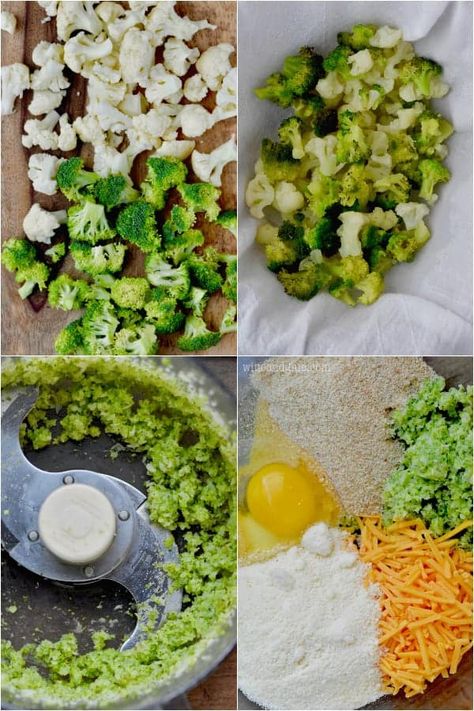 Broccoli Cheddar Cauliflower Tator Tot Recipe - Simple Joy Broccoli And Cauliflower Side Dish, Tator Tot Recipe, Steamed Broccoli Recipes, Broccoli Muffins, Broccoli Cauliflower Recipes, Broccoli Cheddar Bites, Broccoli Tater Tots, Cauliflower And Broccoli Cheese, Cauliflower Tater Tots