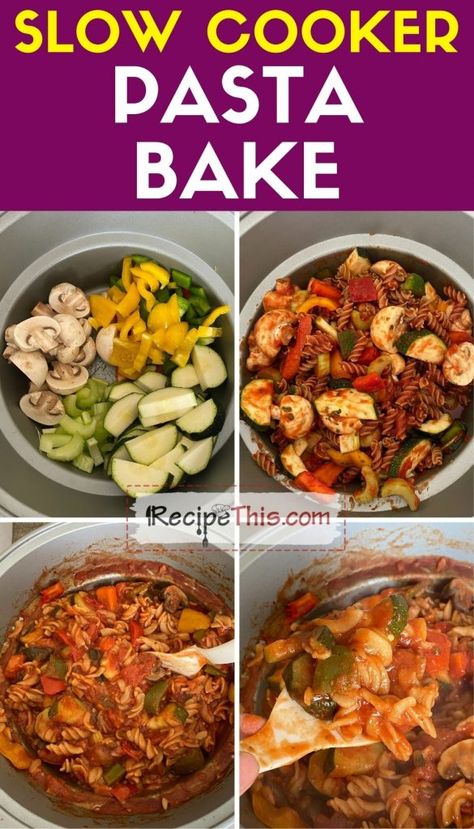 Pasta In Slow Cooker, Veggie Loaded Pasta, Slow Cooker Pasta Bake, Loaded Pasta, Veggie Pasta Recipes, Slow Cooker Pasta Recipes, Vegan Slow Cooker Recipes, Vegetarian Slow Cooker Recipes, Vegan Slow Cooker