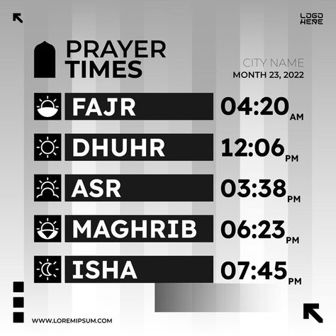 Islamic prayer time schedule vector temp... | Premium Vector #Freepik #vector #prayer-icon #religion-icon #signs-symbols #pray-icon Prayer Schedule, Preparing For Ramadan, Islamic Library, Ramadan Prayer, Time Icon, Prayer Time, Time Schedule, Muslim Prayer, Prayer Times