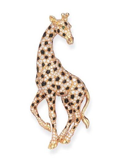 A DIAMOND AND ONYX BROOCH, BY CARTIER Giraffe Jewelry, Collection Board, Giraffe Art, A Giraffe, Cartier Jewelry, Animal Brooch, Diamond Brooch, Gorgeous Jewelry, Animal Jewelry