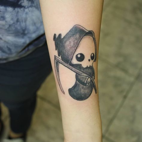 Cute Grim Reaper Tattoo, Grim Reaper Tattoos, Cute Grim Reaper, Doctor Tattoo, Grim Reaper Tattoo, Tattoo Shading, Reaper Tattoo, Deer Tattoo, Scary Tattoos