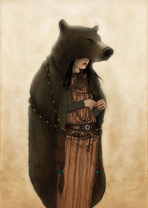 Emilia Dziubak on Behance Bear Goddess, Bear Totem, Spirit Bear, Bear Drawing, Bear Illustration, Carving Ideas, Fairytale Art, Bear Art, Spirit Animal