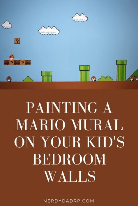 Super Mario Inspired Bedroom, Mario Bedroom Ideas Boys, Mario Room Ideas Boys, Diy Gamer Decor, Mario Mural, Mario Bros Room, Mario Bedroom, Super Mario Room, Mario Room