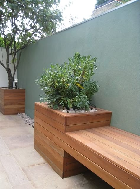 Modern Garden Benches - Foter Rock Backyard, Garden Bench Seating, Planter Bench, Backyard Seating, London Garden, Walled Garden, Raised Planter, Landscape Designs, Garden House