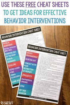 These two behavior intervention cheat sheets contain various interventions that can be used to help students with 16 different challenging behaviors. These cheat sheets are perfect to keep on hand for IEP meetings, consultations and even student crises. #CounselorChelsey #BehaviorInterventions #SchoolCounseling #BehaviorManagement Tier 1 Behavior Intervention Strategies, Aggressive Behavior Interventions, Behavioral Health Technician Outfits, Tier 1 Behavior Interventions, Tier 2 Behavior Interventions, Mtss Behavior Interventions, Behavior Specialist Office, Defiant Behavior Interventions, Behavior Tips