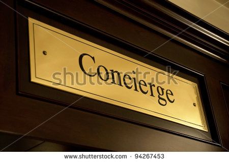 Golden concierge sign in a luxury hotel Luxury Concierge Services, Luxury Apartment Building, Retired Life, Hotel Concierge, Elderly Activities, Service Business, America Today, Concierge Service, Services Business