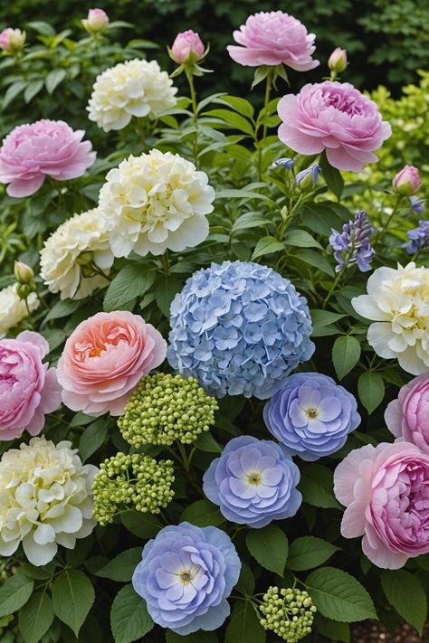 20 Stunning Hydrangea Garden Designs - Toolz Geek Blue Hydrangea Pink Roses, Hydrangea Backyard, Hydrangea Planting, Hydrangea Aesthetic, Growing Wheat, Hydrangea Design, Boxwood Landscaping, Garden Hydrangea, Hydrangea Landscaping