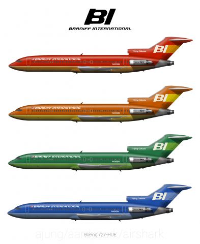 Braniff 727-200 Flying Colors Braniff Airlines, Republic Airlines, Airline Advertising, Vintage Airline Ads, Airlines Logo, United Air, Aviation Technology, F4u Corsair, Alexander Girard