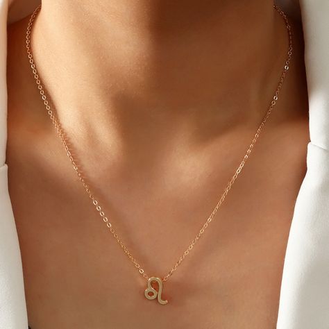 Leo Pendant Necklace Gold Zodiac Sign - Click Image to Close Leo Pendant Necklace, Leo Zodiac Necklace, Leo Pendant, Scorpio Virgo, Initial Jewelry Necklace, Leo Necklace, Silver Dragon Necklace, Cheap Necklaces, Constellation Necklace