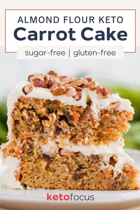 Looking for a delicious keto carrot cake recipe? Now you don’t have to feel guilty when you want to indulge in this sweet treat. Sugar-free and made with almond flour, this cake gives you a low carb, guilt and gluten-free pleasure that is indistinguishable from regular carrot cake. It's the perfect treat to bring with you this Easter! Keto Carrot Cake Recipe, Keto Carrot Cake, Low Carb Carrot Cake, Sugar Free Carrot Cake, Dolce Poche Calorie, Easter Food Appetizers, Gluten Free Carrot Cake, Low Carb Cake, Postre Keto