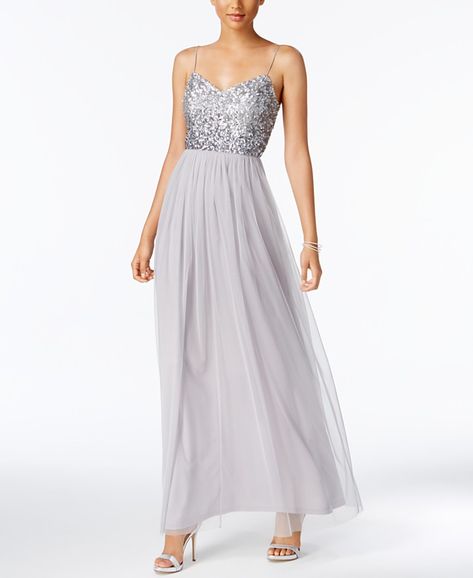 Formal Dresses for Women - Macy's Tulle Gown Bridesmaid, Dresses For Women Formal, Grey Long Dress, Sequin Bridesmaid, Sequin Bridesmaid Dresses, Womens Wedding Dresses, Casual Party Dresses, Tulle Gown, Adrianna Papell Dresses