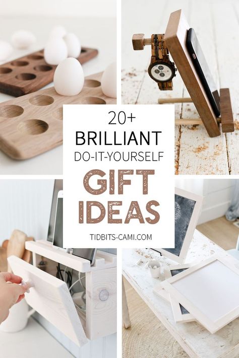 Over 20 brilliant DIY gift ideas. You are sure to find the perfect gift idea to make for that someone special. #diygift #diy #gift #woodworking #holidaygift #christmasgift #camitidbits Tech Enthusiast, Woodworking Plans Beginner, Woodworking Plans Diy, Woodworking Projects That Sell, Diy Holz, Cadeau Diy, Wood Working Gifts, Woodworking Skills, Wood Gifts