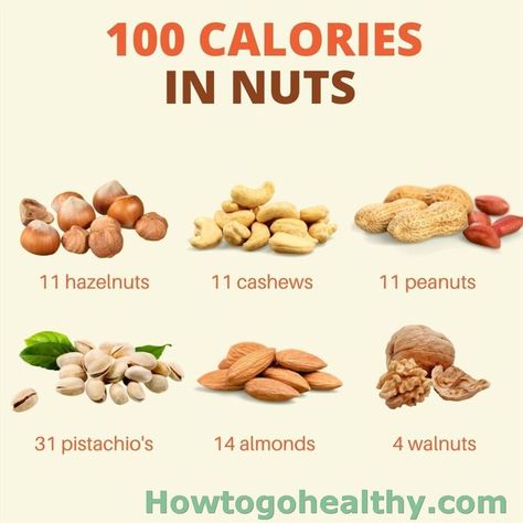 100 Calories in Nuts Nuts Calories, Food Calorie Chart, Vitamin C Foods, Calorie Chart, Thyroid Supplements, Women Nutrition, 500 Calories, 100 Calories, Calories A Day