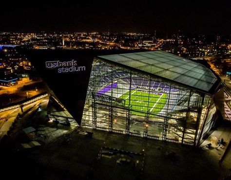 US Bank/Vikings Stadium by Mark Goodman Qatar Stadium, Us Bank Stadium, Freestyle Football, Mn Vikings, Minnesota Photography, Nfl Stadium, Us Bank, Stadium Architecture, Nfl Stadiums