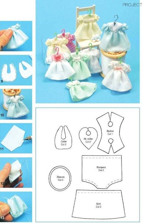 how to: mini doll dress pattern Mini Clothes, Doll Dress Patterns, Baby Doll Clothes, Miniature Diy, Miniatures Tutorials, Sewing Dolls, Doll Tutorial, Sylvanian Families, Dutch Design