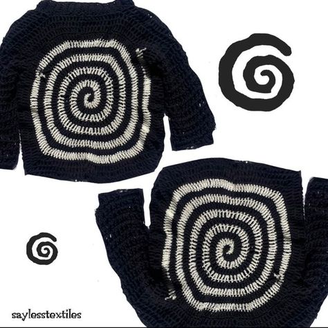 Swirl Sweater Crochet, Swirl Crochet Pattern Spirals, Spiral Sweater Crochet, Spiral Crochet Sweater, Crochet Spiral Sweater, Swirly Sweater, Crochet Eye Sweater, Spiral Sweater, Spiral Fashion