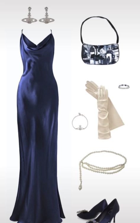 Sapphire Blue Dress Classy, Silver Blue Outfit, Fancy Casino Outfit, Ravenclaw Party Outfit, Ravenclaw Inspired Outfits, Winterball Dresses, Ravenclaw Dress, Navy Long Dress, Sapphire Dress