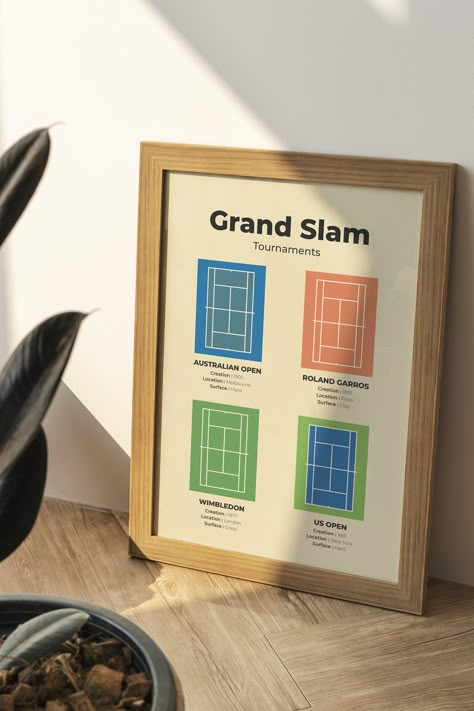 Us Open Tennis Aesthetic, Tennis Room Ideas, Retro Tennis Poster, Tennis Bedroom, Tennis Room, Tennis Gift Ideas, Tennis Decor, Tennis Artwork, Tennis Birthday Party