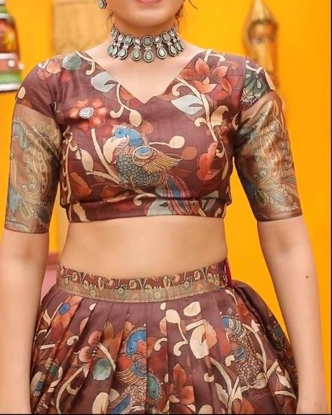 Luxury Lehenga With Kalamkari Print, Luxury Fitted Kalamkari Print Lehenga, Block Print Lehenga For Wedding And Festivals, Luxury Kalamkari Print Lehenga, Semi-stitched Kalamkari Print Lehenga, Anarkali, Lehenga, India