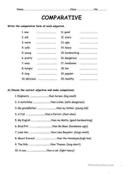 Degree Of Comparison, Comparative Adjectives Worksheet, Degrees Of Comparison, Teach English To Kids, Adjective Worksheet, Writing Editing, Write An Essay, Grammar For Kids, Comparative Adjectives