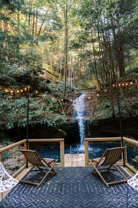 Cantwell Lodge — The Cliffs at Hocking Hills Hocking Hills Winery, The Cliffs At Hocking Hills, Cantwell Cliffs Hocking Hills, Hawking Hills Ohio, Ohio Mountains, Hocking Hills Ohio Cabins, Natural Swimming Hole, Painted Wood Ceiling, Ohio Adventures