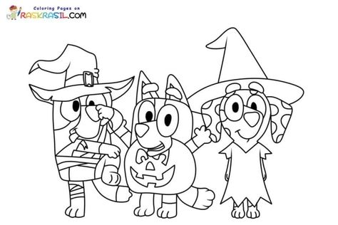 Bluey Halloween Coloring Pages, Halloween Bluey, Bluey Coloring Pages, Coloring Pages Halloween, Bluey Halloween, Kids Day, Ipad Kids, Halloween Books, Halloween Coloring Pages