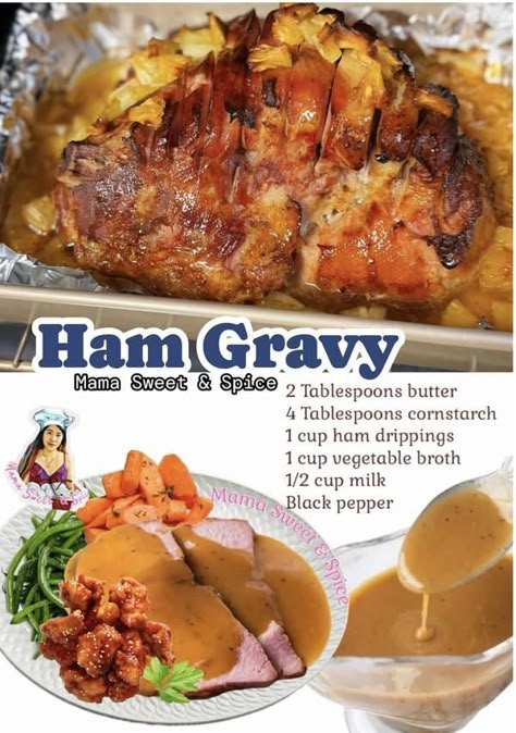 Ham Dipping Sauce, Easy Ham Gravy, Christmas Day Meals, Butter Seasoning, Ham Gravy, Homemade Ham, Pork Roll, Gravy Ingredients, Easy Ham