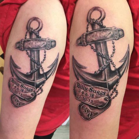 Navy Veteran Tattoo, Navy Memorial Tattoos Grandpa, Us Navy Tattoos For Women, Navy Anchor Tattoos For Women, Navy Tattoo For Women, Navy Tattoo Ideas, Blue Anchor Tattoo, Us Navy Tattoos, Navy Anchor Tattoos