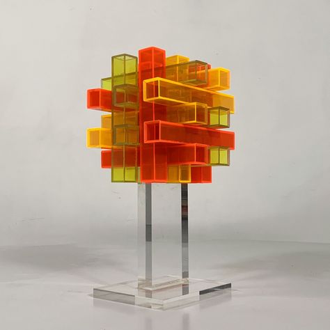 For sale: Plexiglass sculpture, 1980s | #vntg #vintage Painting On Plexiglass Artists, Plexiglass Sculpture, Neon Plexiglass Art, Colored Plexiglass, Retro Futurism Sculpture, Acrylic Sculpture, Geometric Sculpture, Acrylic Designs, Wood Design