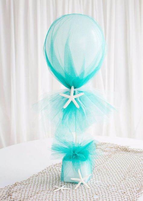 Little Mermaid Centerpieces, Mermaid Baby Shower Theme, Tulle Balloons, 21 Balloons, 50th Birthday Centerpieces, 50th Birthday Balloons, Balloon Centerpiece, Balloon Wreath, Mermaid Balloons