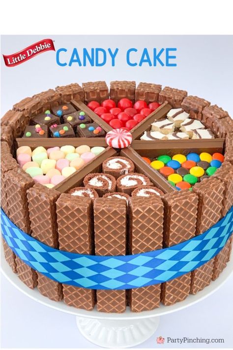 Candy Cake Ideas, Easy Kids Birthday Cakes, Easy Birthday Cake Recipes, Little Debbie Snack Cakes, Gateau Harry Potter, Birthday Cake Alternatives, Red Birthday Cakes, Candy Birthday Cakes, Teen Cakes