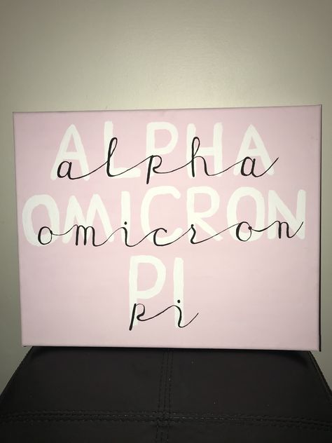 Neutral Sorority Canvas, Aopi Canvas, Aoii Canvas Ideas, Pink Paddle Sorority, Alpha Omicron Pi Canvas, Aoii Paintings, Initiation Ideas, Big Little Canvas Ideas, Big Little Paintings