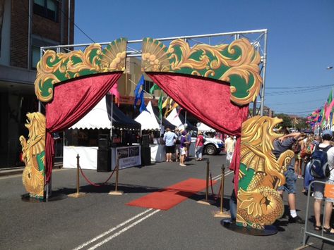 Classic Carnival Entrance - Ace Props ... Carnival Entrance Arch, Carnival Entrance, Flower Archway, Tent View, Entrance Arch, Circus Tent, Caravan, Tent, Entrance