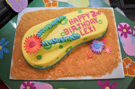 flip-flop themed party - cake Flip Flop Cake Ideas, Flip Flop Cake, 50 Birthday Cake, Flip Flop Cakes, Beachy Theme, Swim Party, 50 Birthday, Mom Party, 50th Birthday Cake