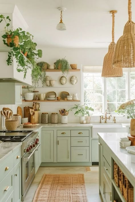 Cottage Feel Kitchen, Fairytale Kitchen, 2024 Color Palette, Minwax Stain Colors, Kitchen Designs Ideas, Tiny Kitchen Design, Tatami Room, Country Kitchen Ideas, Sage Green Kitchen