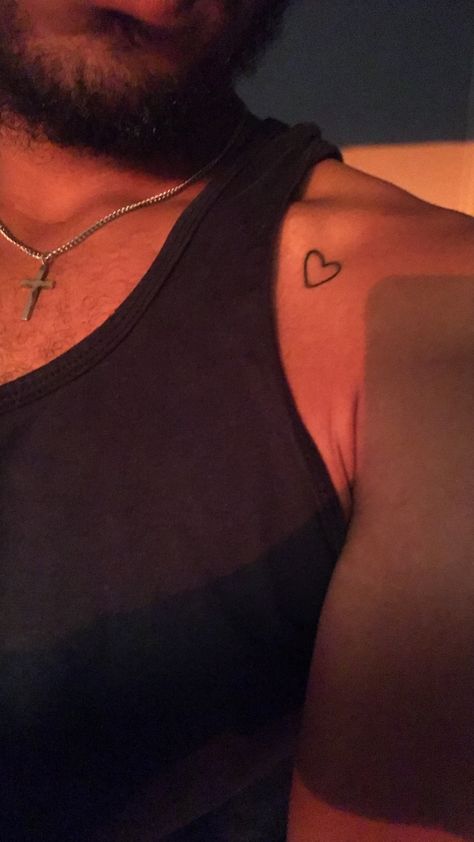 Small Heart Tattoo Men, Heart Tattoo Man, Heart Tattoos On Chest, Inner Arm Heart Tattoo, Small Heart Tattoo For Men, Small Collar Bone Tattoo For Men, Small Shoulder Tattoos Men, Men Heart Tattoo, Male Symbol Tattoo