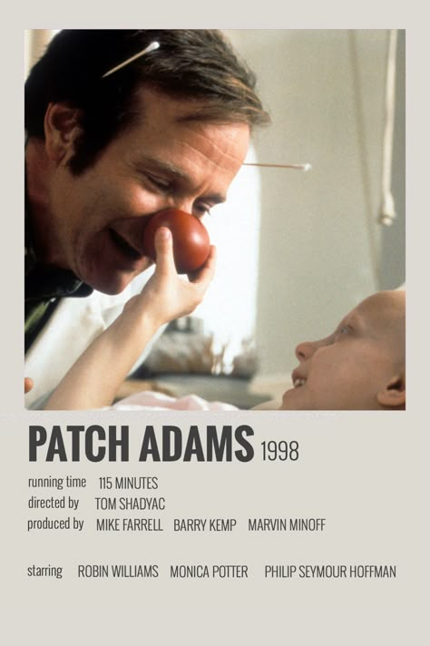 Robin Williams Movies, Adams Movie, Patch Adams, Classic Films Posters, Iconic Movie Posters, Film Posters Minimalist, Movie Info, Movie Posters Design, Movie Prints