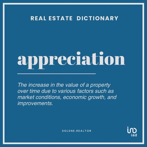 Introducing our Real Estate Dictionary! 🏠📚 Today’s Term: Appreciation 📈 Stay tuned for valuable insights into the world of real estate! #realestate #dictionary #didyouknow #realestatetips #solenerealtor #vocabulary #appreciation #iadflorida Real Estate Tips, Stay Tuned, Vocabulary, Did You Know, Real Estate, The World, Quick Saves