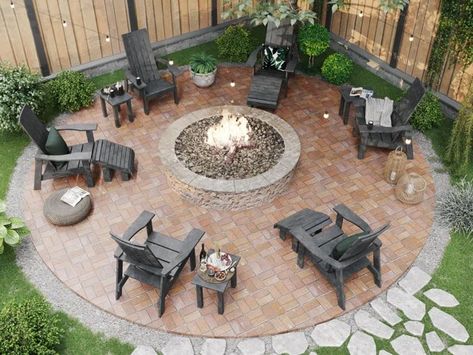 Andover Mills™ Basso Outdoor Conversation Set, 6 Chairs, 3 Footstools, and 3 Tables | Wayfair Outdoor Fire Pit Area, Fire Pit Landscaping, Gardening Projects, Pergola Ideas, Backyard Fireplace, Outdoor Conversation Sets, Backyard Renovations, Backyard Remodel, Fire Pit Area