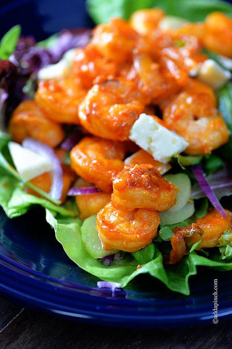 Shrimp salad makes a favorite, easy, and quick meal. This buffalo shrimp salad will quickly become a go-to, quick-fix recipe. Buffalo Shrimp Salad, Shrimp Salad Recipe, Buffalo Shrimp, Shrimp Salad Recipes, Resep Salad, Shrimp Salad, Think Food, Seafood Dishes, Shrimp Recipes