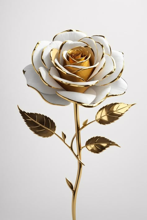 Single Beautiful Flower, Gold Flower Aesthetic, White Gold Aesthetic, Rose Branding, Diy Watercolor Cards, Gold Png, Rose Gold Theme, Fragrance Photography, Rose Gold Flower