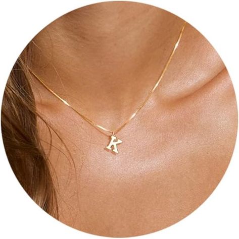 DAINTY INITIAL NECKLACES DESIGN: A straight forward, clean cut font for the ultimate chic look. the delicate letter "K" initial necklace sits on a sparkly box chain adding some extra oomph to your everyday outfit. this piece is sure to add swag to your style and shine to your story. K NECKLACE SIZE: The size of the Personalized Initial necklace is 16.5"+ 2" extender with 6*9.5mm Cute letter. adjustable chain meets the daily wearing needs. Cheap Letter Initial Necklace, Affordable Initial Letter Necklace, K Letter Necklace, Letter K Necklace Gold, 14k Gold Initial Pendant Necklace - Gift For Her, Letter K Necklace, Name Choker, K Necklace, Dainty Initial Necklace