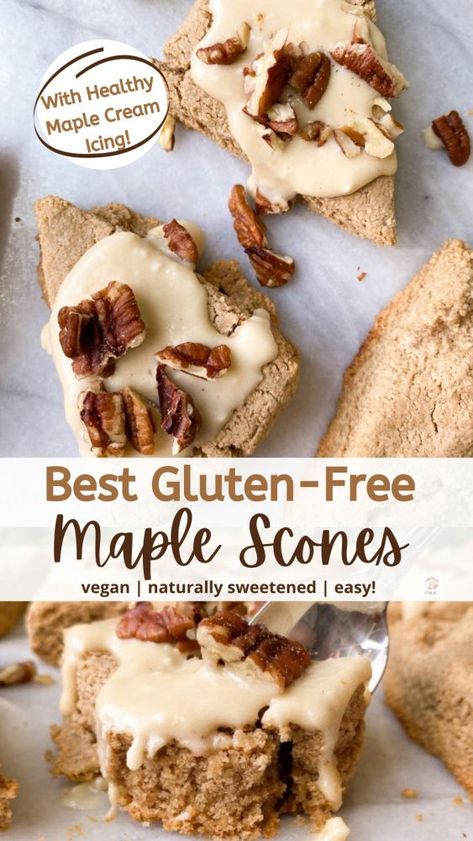 Dairy Free Scones, Maple Scones, Vegan Scones, Gluten Free Scones, Cream Icing, Healthy Chocolate Chip, Maple Cream, Gluten Free Dairy Free Recipes, Gluten Free Sweets